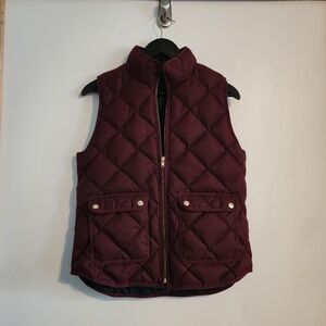 J. Crew Quilted Vest Down Blend Filling Size S - Deep Burgundy